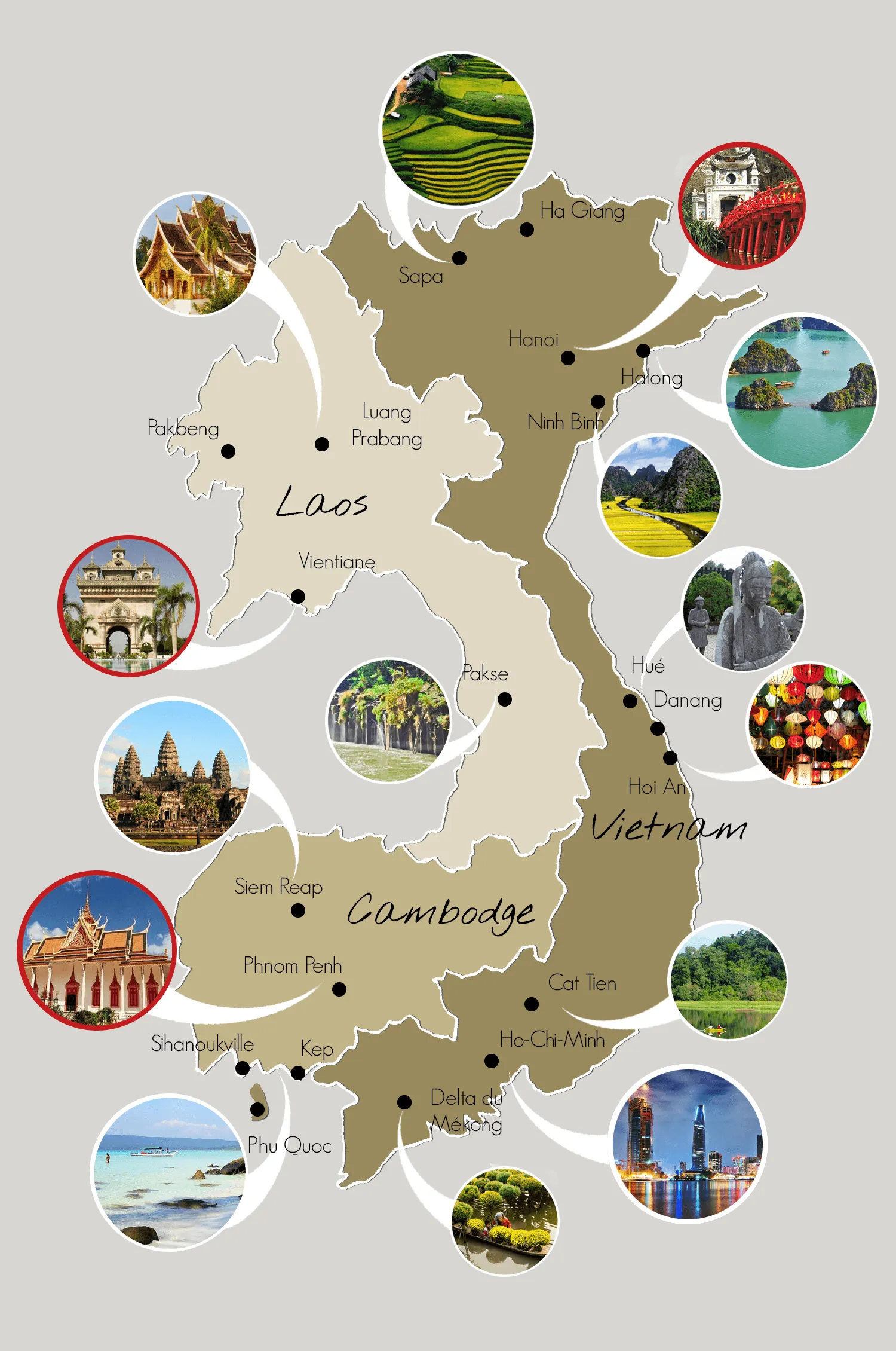 Itinéraire du trek Cambodge et Laos