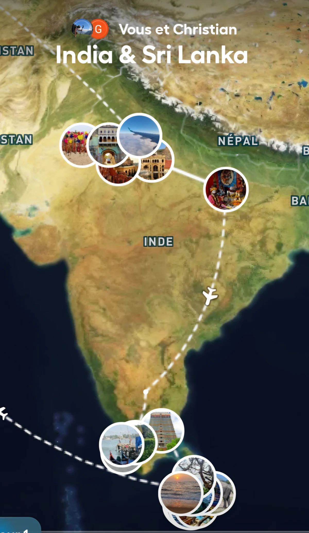 Itinéraire du trek Inde - Sri Lanka