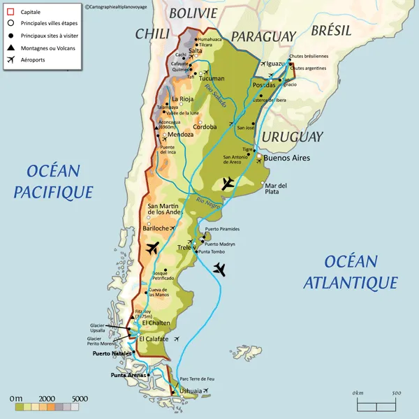 Itinéraire du trek Patagonie